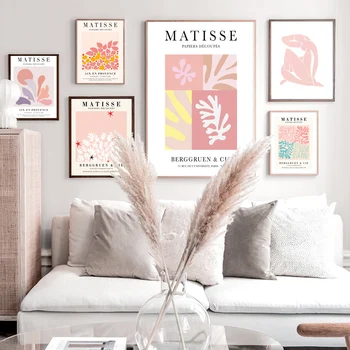 Matisse Abstraktus spalvingas lapų popieriaus iškirpimas Piešimas Sienų meno spausdinimas Drobė Tapyba Šiaurės šalių plakatas Sieniniai paveikslėliai svetainės dekorui